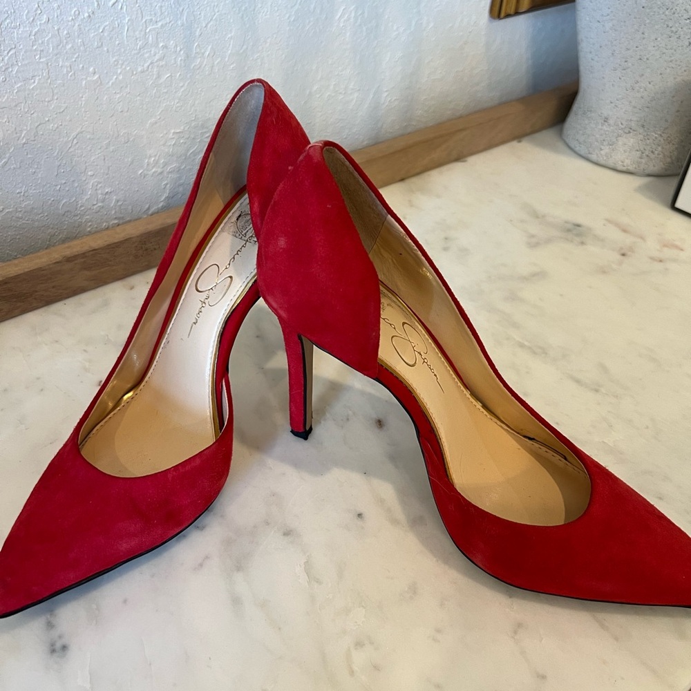 Red Jessica Simpson heels; women’s 7.5
